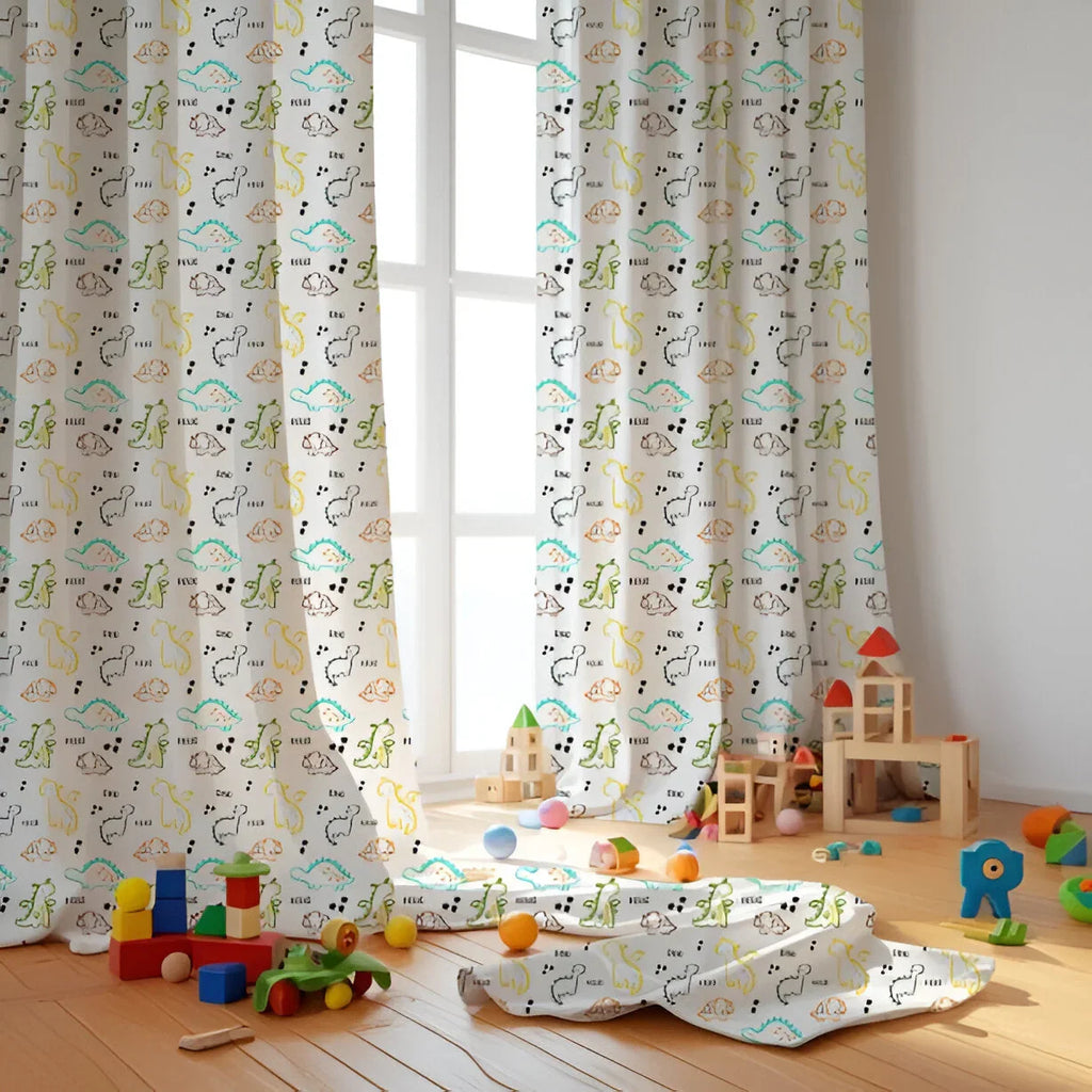 Dinos Themed Baby Room Curtain - House Of Avana