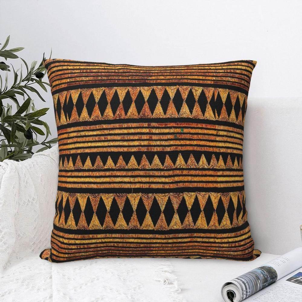 African Mud Cloth Print Cushion Cover, front view - House Of Avana