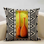 African Painting Printed Cushion Cover, back view - House Of Avana