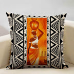 African Painting Printed Cushion Cover, close-up view - House Of Avana