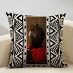 African Painting Printed Cushion Cover, in-use display - House Of Avana