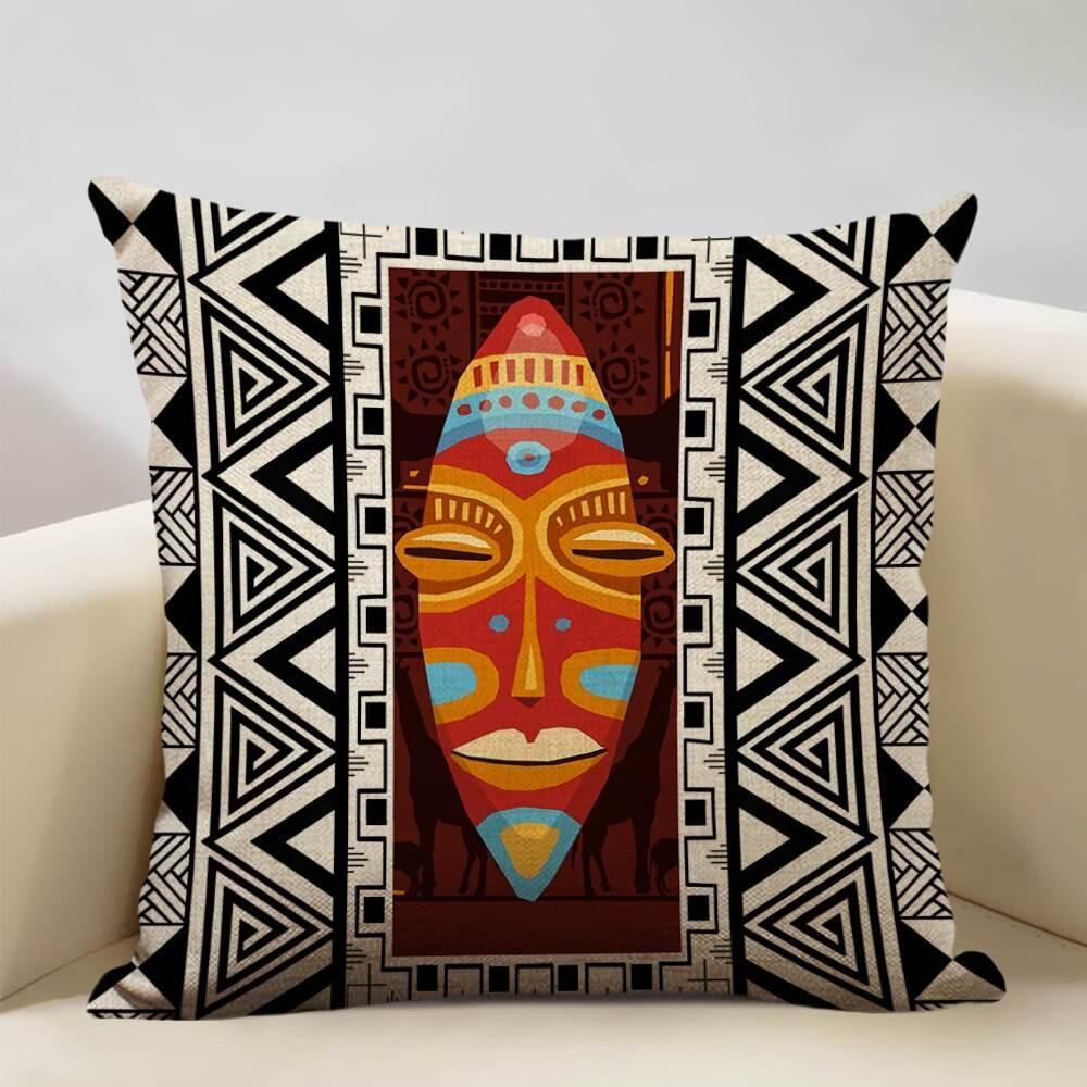 African Painting Printed Cushion Cover, lifestyle image - House Of Avana