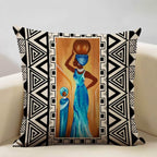 African Painting Printed Cushion Cover, texture detail - House Of Avana