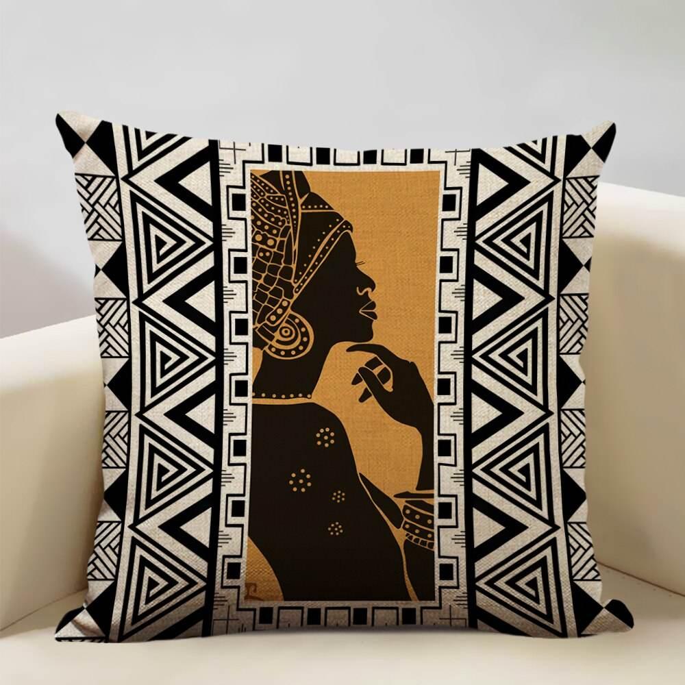 African Painting Printed Cushion Cover, top view - House Of Avana
