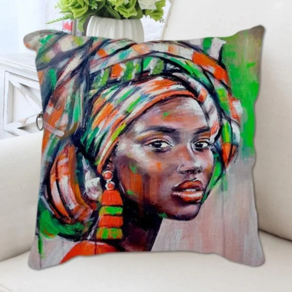 African Style Women Painting Cushion Covers - House Of Avana