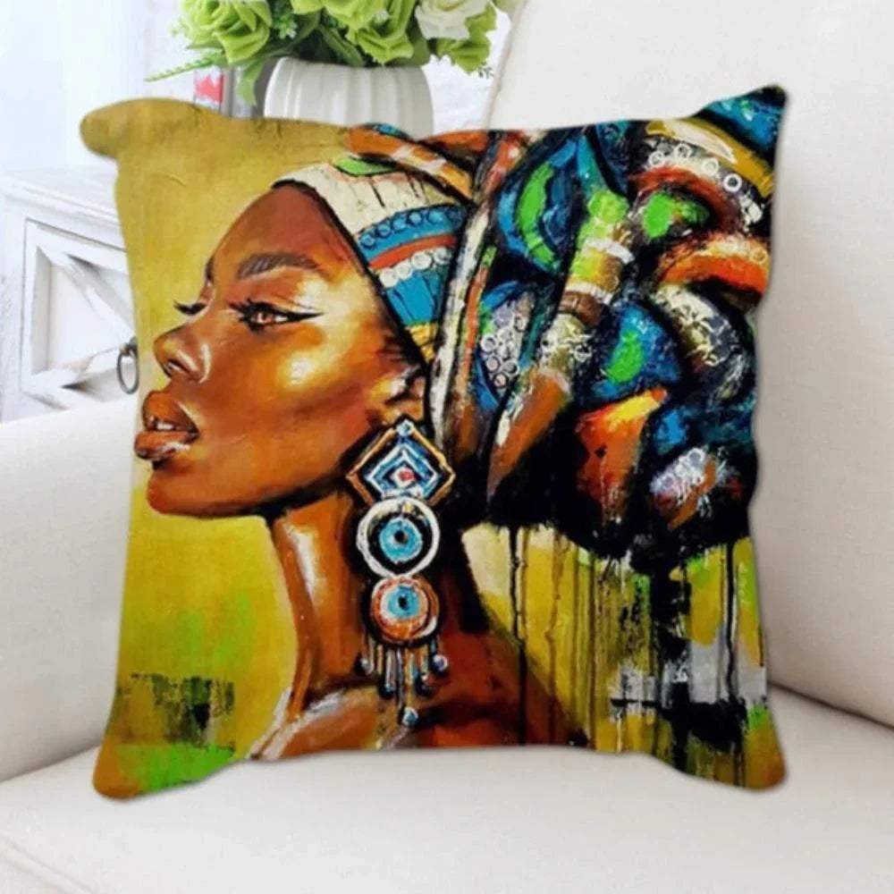 African Style Women Painting Cushion Covers - House Of Avana