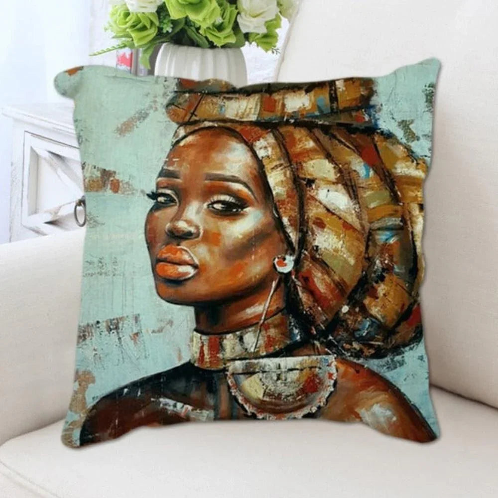African Style Women Painting Cushion Covers - House Of Avana