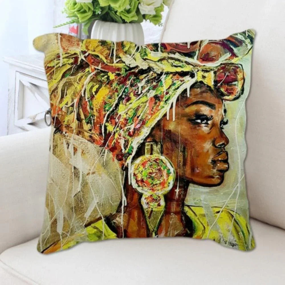 African Style Women Painting Cushion Covers - House Of Avana