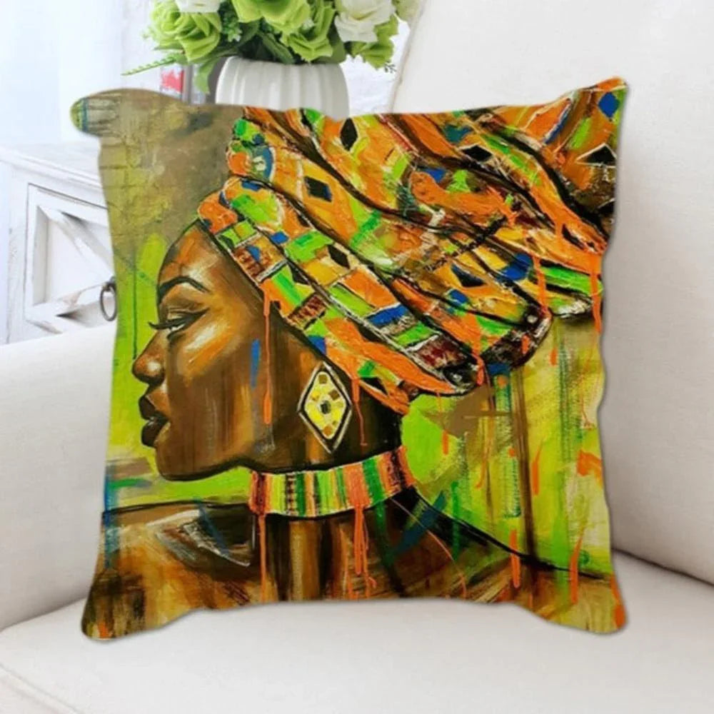 African Style Women Painting Cushion Covers - House Of Avana