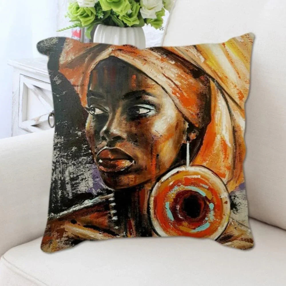African Style Women Painting Cushion Covers - House Of Avana