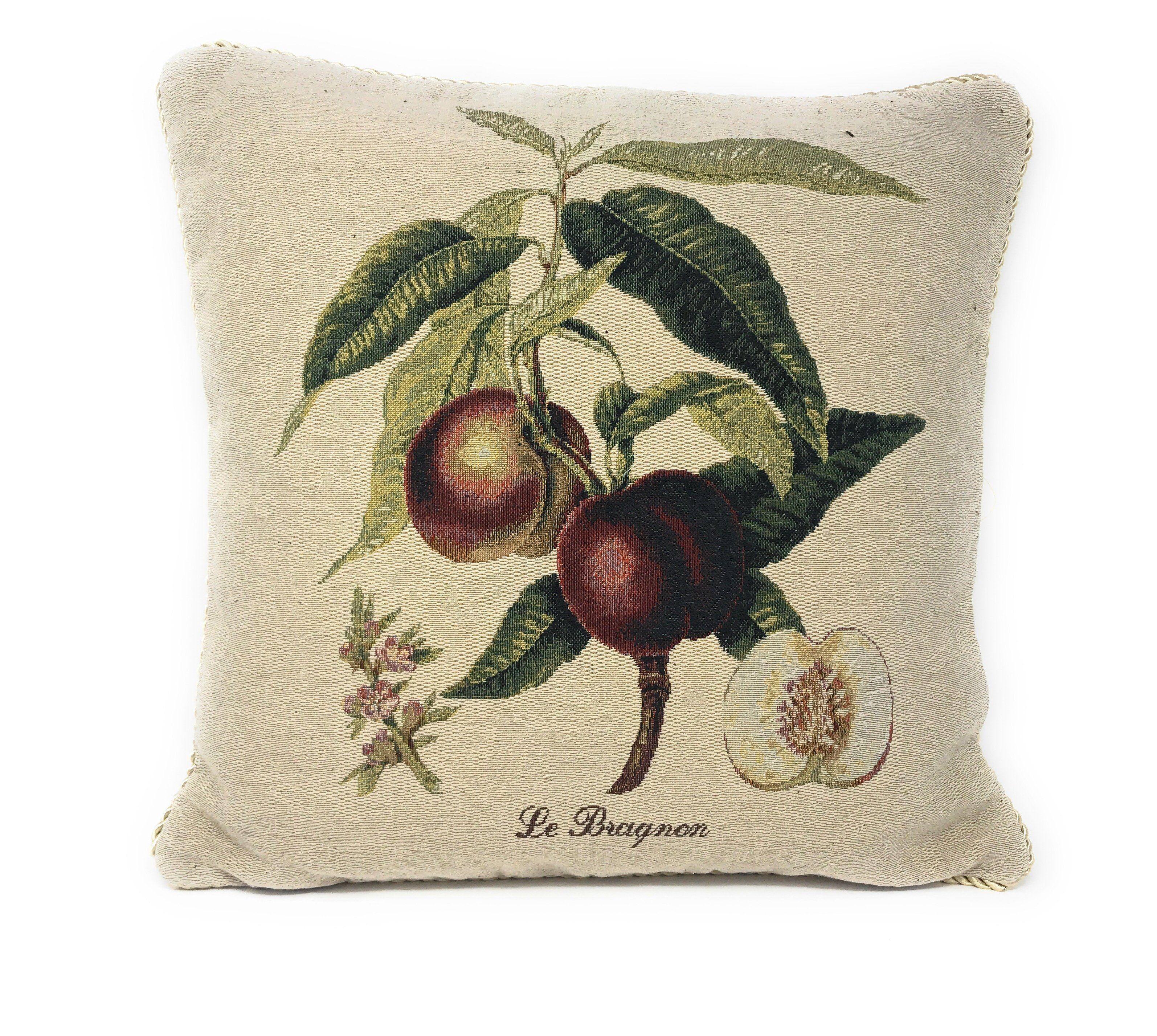 DaDa Bedding Nectarine Fruits Elegant Accent Throw Pillow Cushion Cover - 18" - 1-Piece DaDalogy Bedding Collection