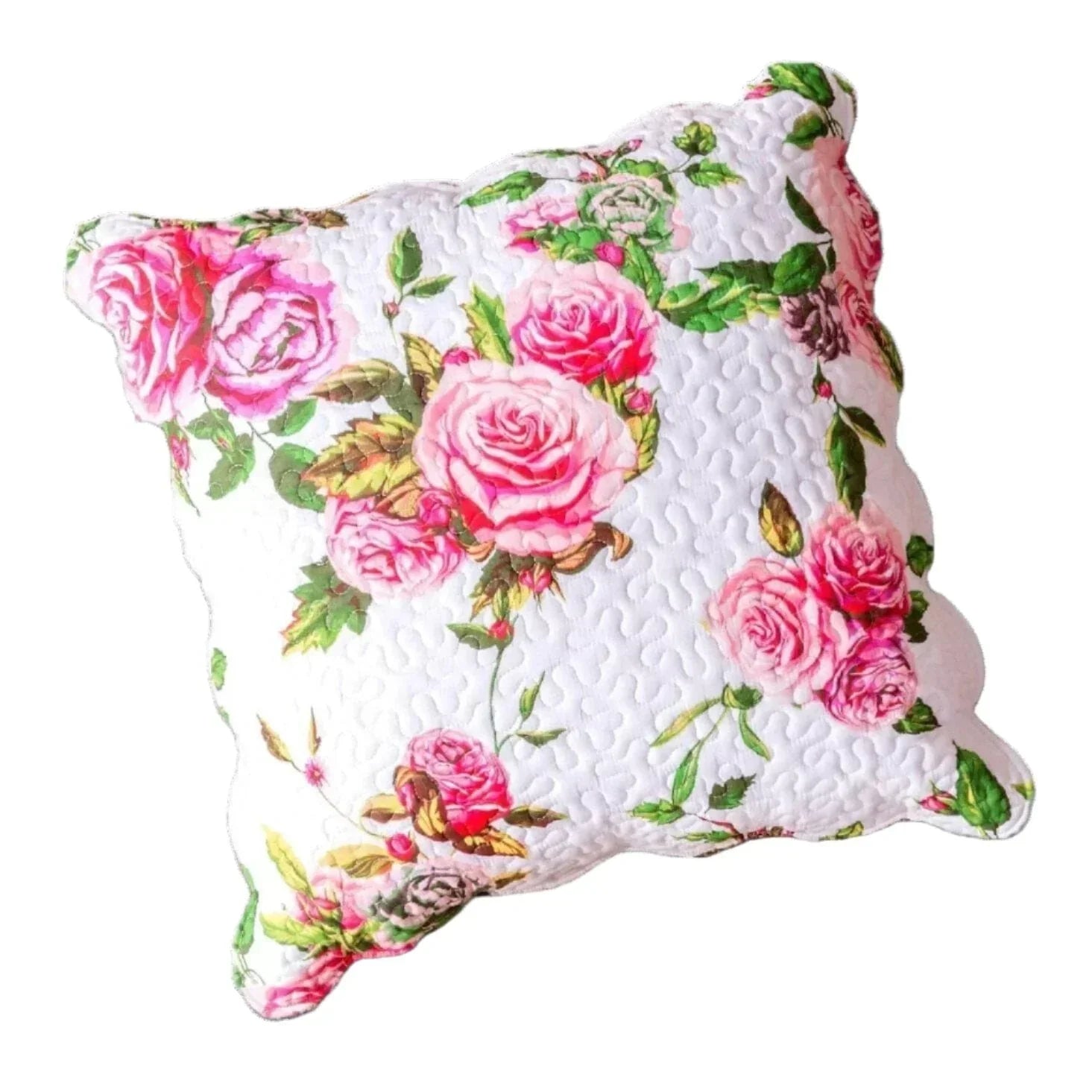 DaDa Bedding Romantic Roses Spring Floral Pink Euro Pillow Sham Cover, 26" x 26" (JHW879) DaDalogy Bedding Collection