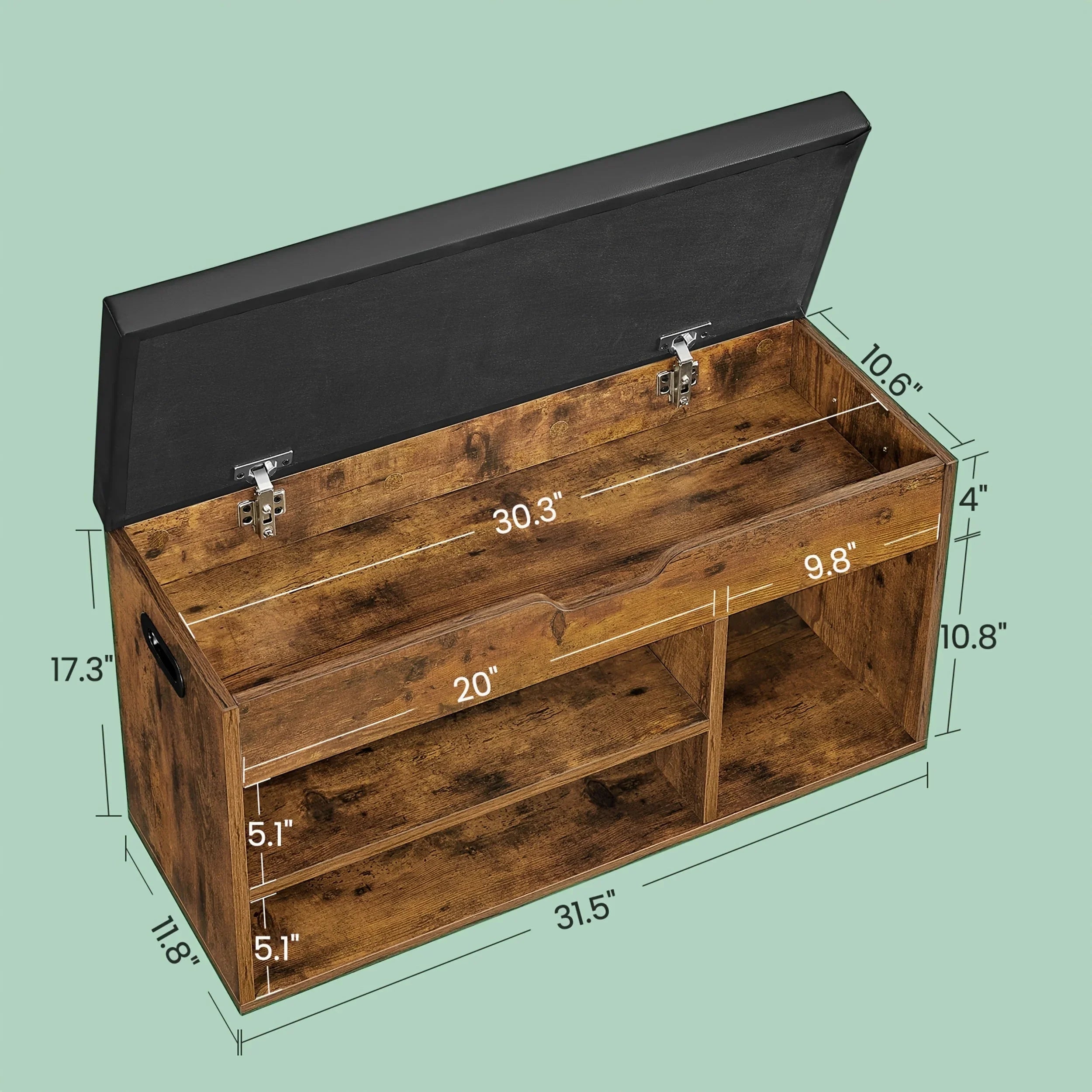 Extra Long Shoe Storage Bench with Cushion Seat - House Of Avana