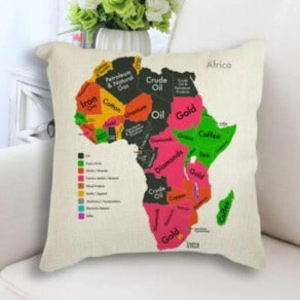 African Map Art Cushion Case - Decorative Pillow, angled view - House Of Avana