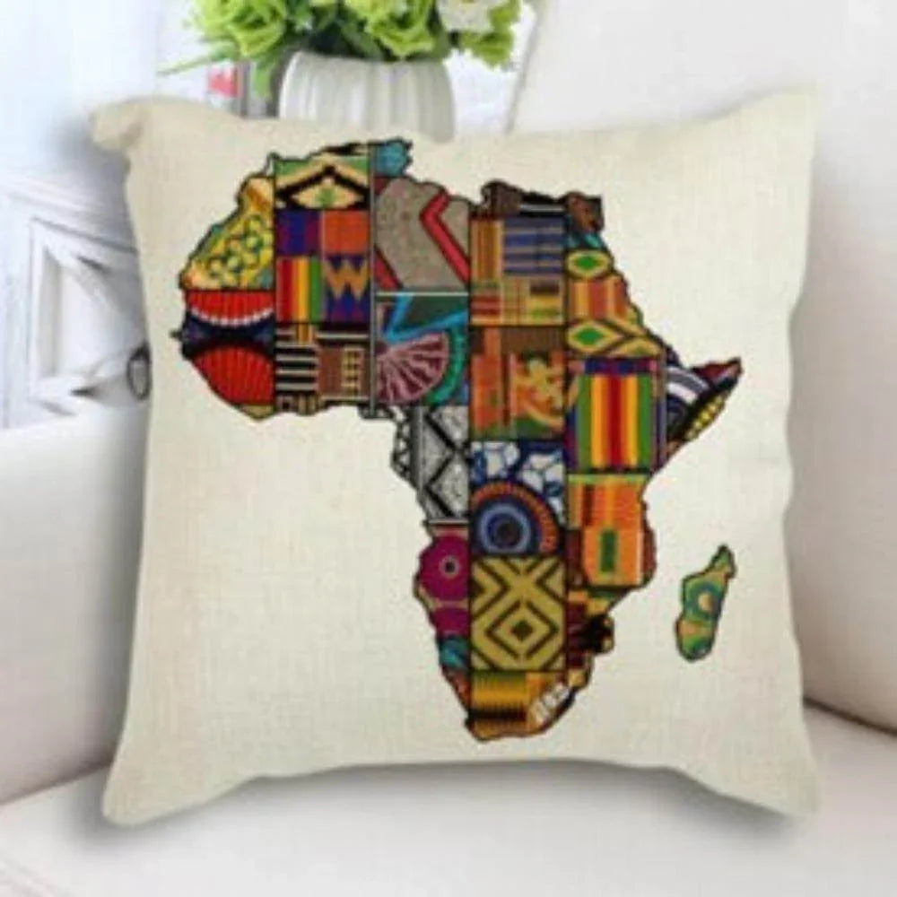 African Map Art Cushion Case - Decorative Pillow, back view - House Of Avana