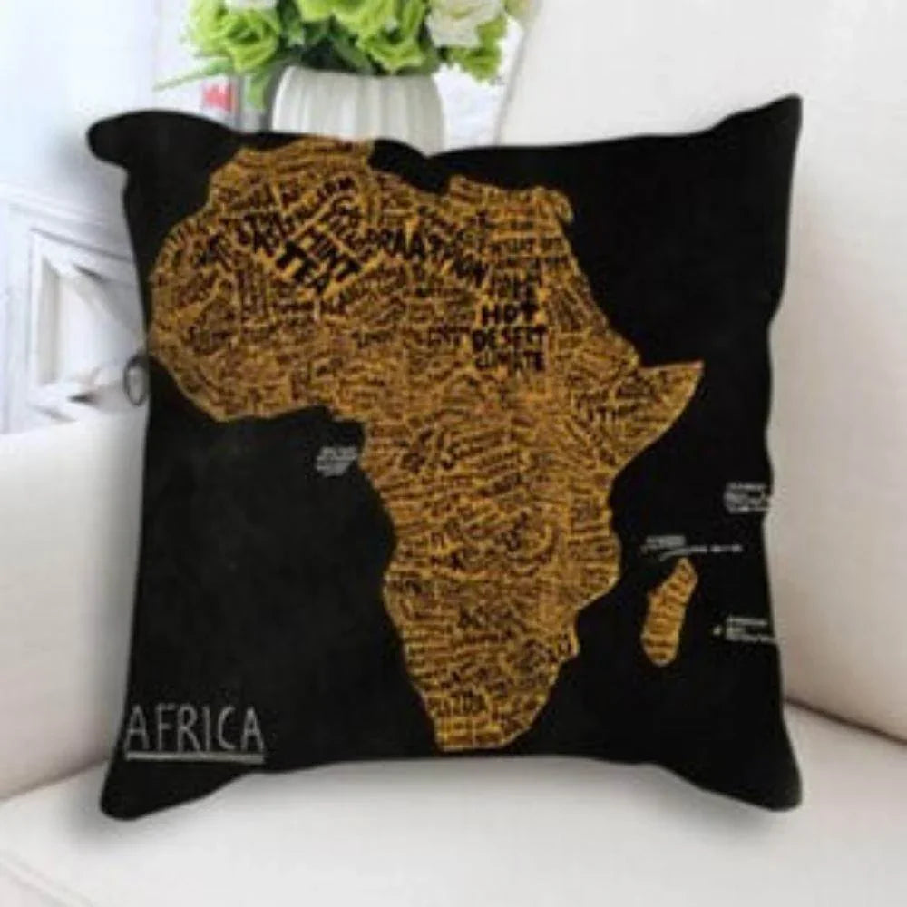 African Map Art Cushion Case - Decorative Pillow, side view - House Of Avana