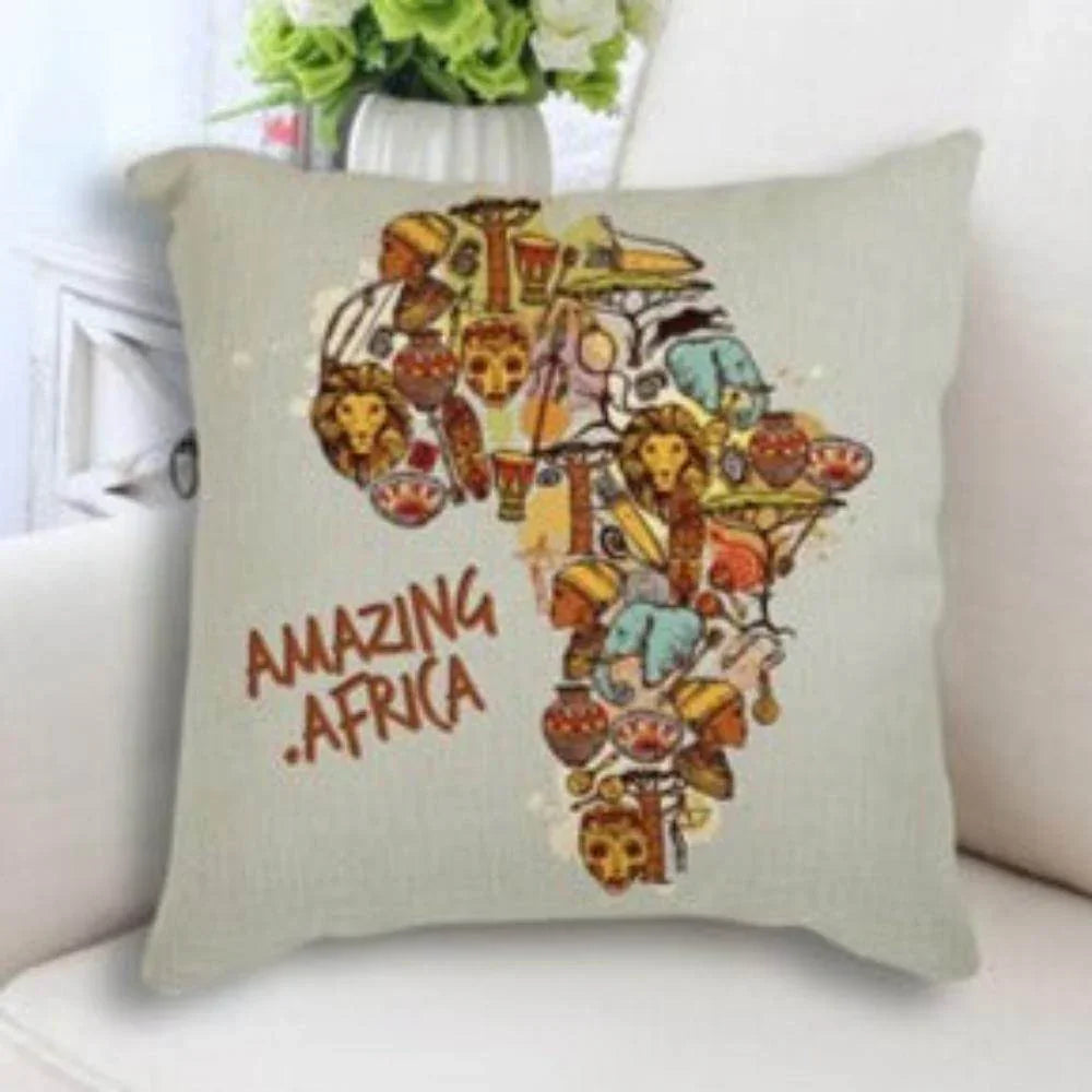 African Map Art Cushion Case - Decorative Pillow, top view - House Of Avana
