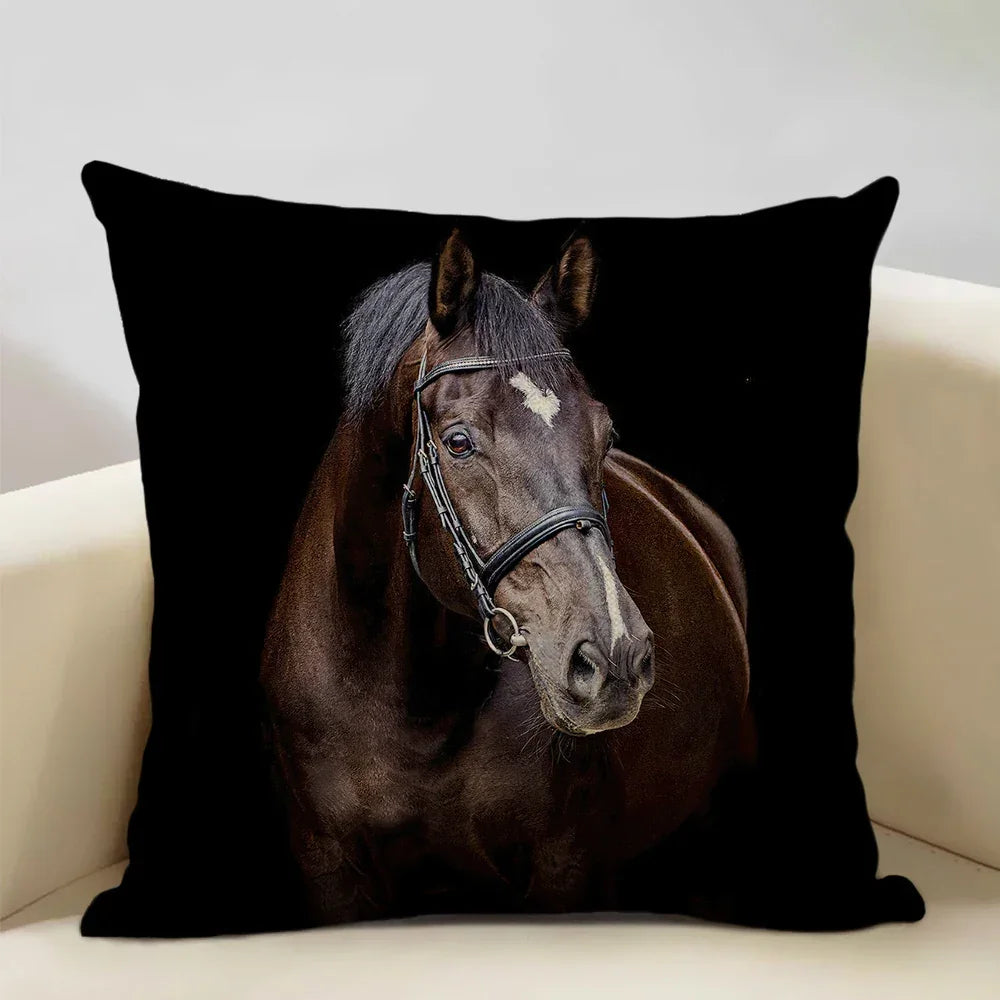 Printed Horse Design Cushion Cover Pillowcase, alternate view - House Of Avana