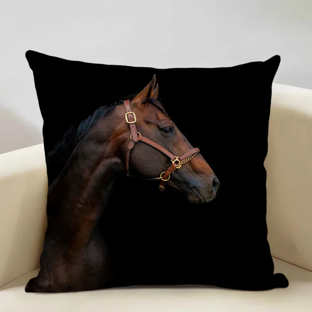Printed Horse Design Cushion Cover Pillowcase, alternate view - House Of Avana