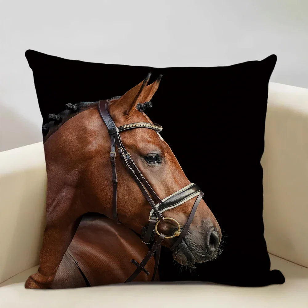 Printed Horse Design Cushion Cover Pillowcase - House Of Avana