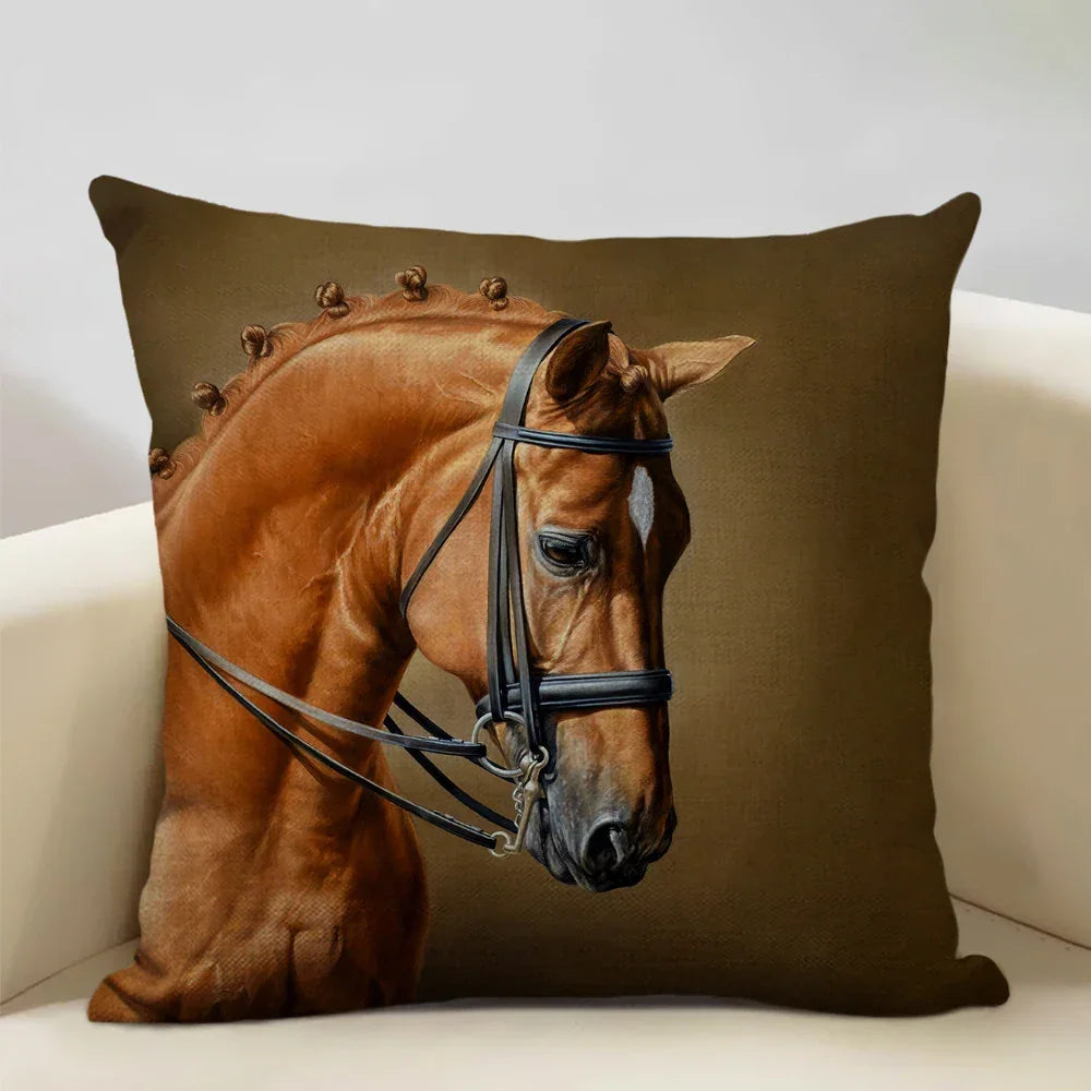 Printed Horse Design Cushion Cover Pillowcase - House Of Avana