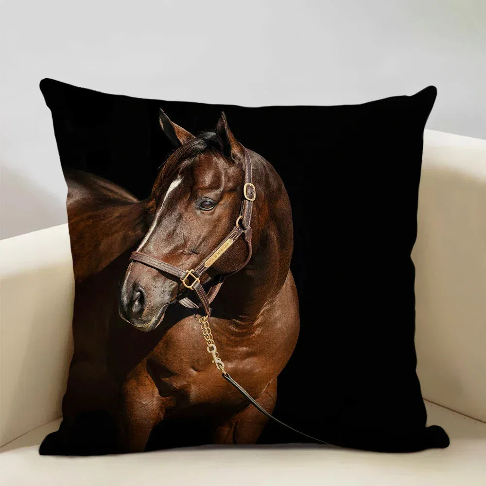 Printed Horse Design Cushion Cover Pillowcase - House Of Avana