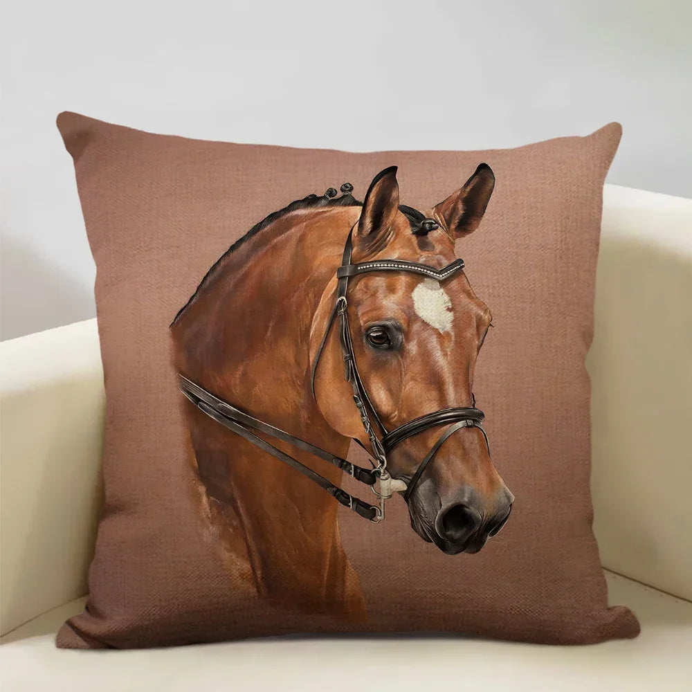Printed Horse Design Cushion Cover Pillowcase - House Of Avana
