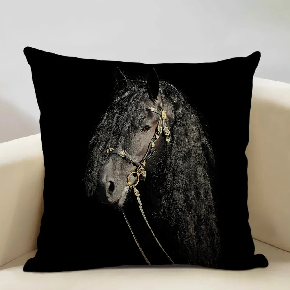 Printed Horse Design Cushion Cover Pillowcase - House Of Avana