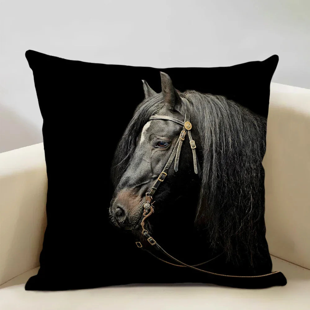 Printed Horse Design Cushion Cover Pillowcase - House Of Avana