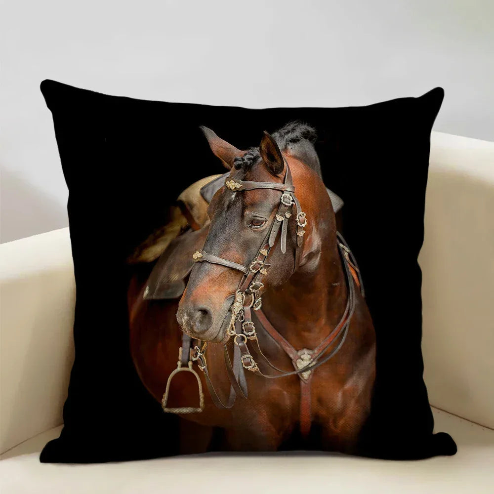 Printed Horse Design Cushion Cover Pillowcase - House Of Avana