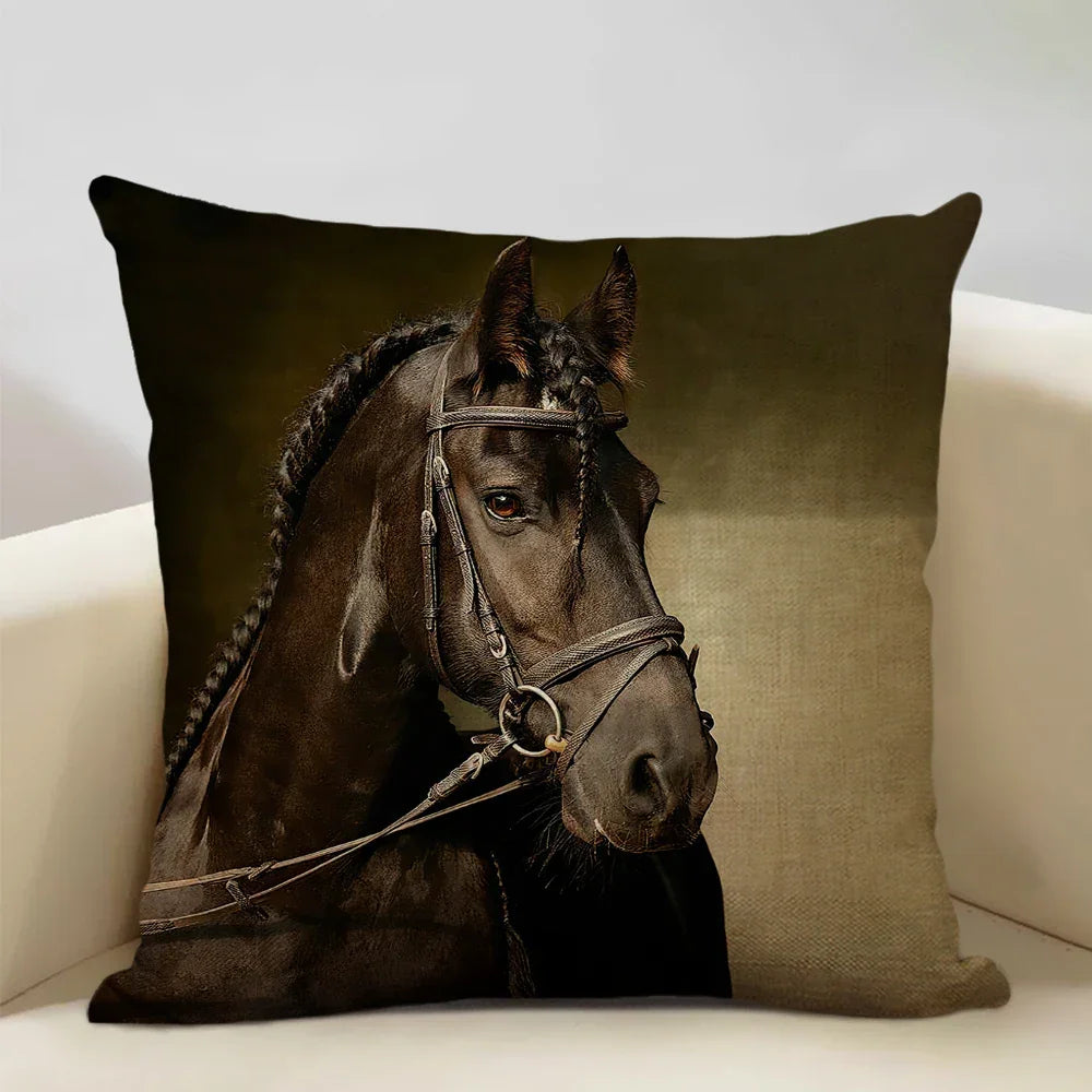 Printed Horse Design Cushion Cover Pillowcase - House Of Avana