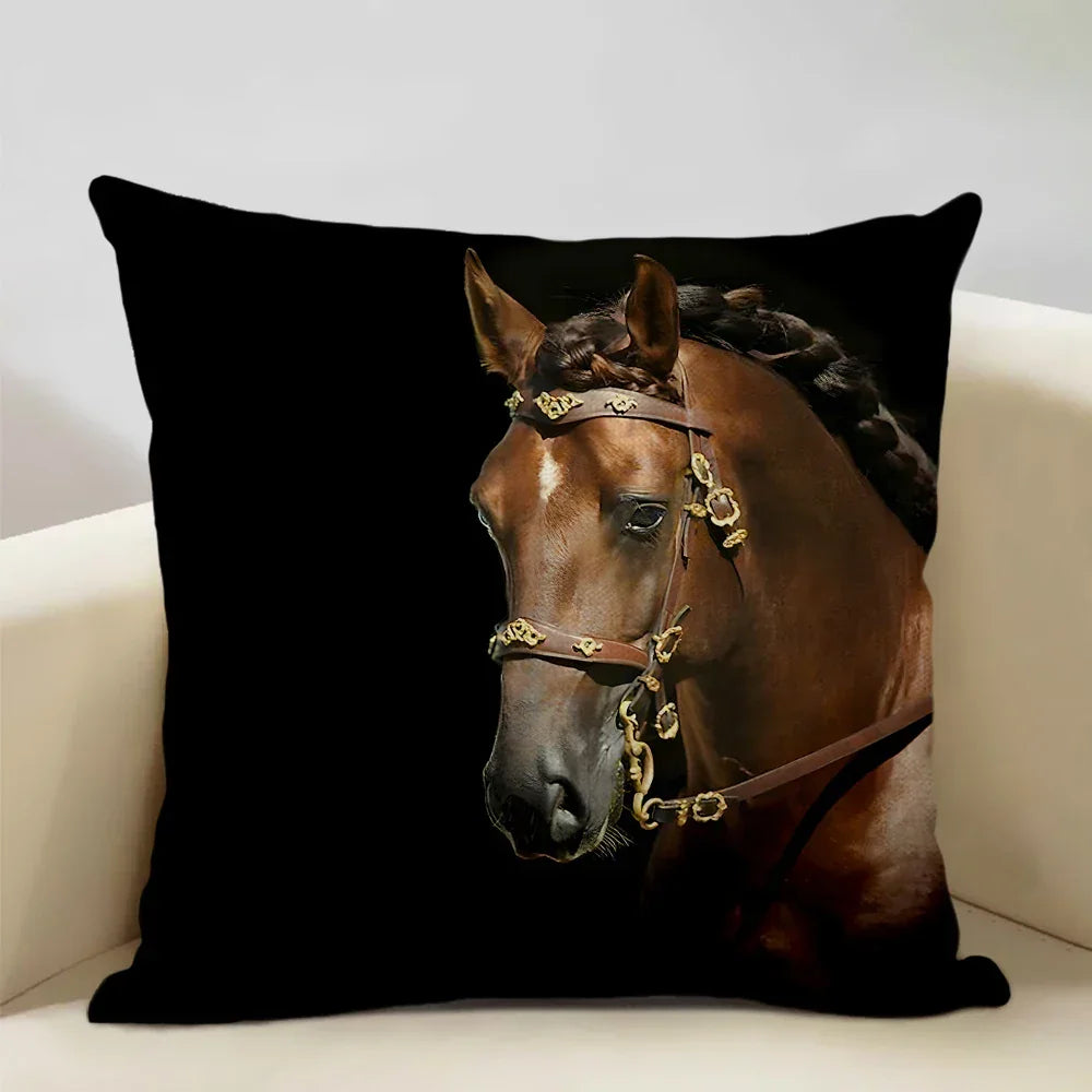 Printed Horse Design Cushion Cover Pillowcase - House Of Avana