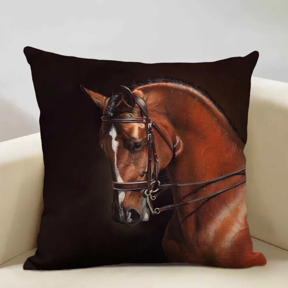 Printed Horse Design Cushion Cover Pillowcase - House Of Avana