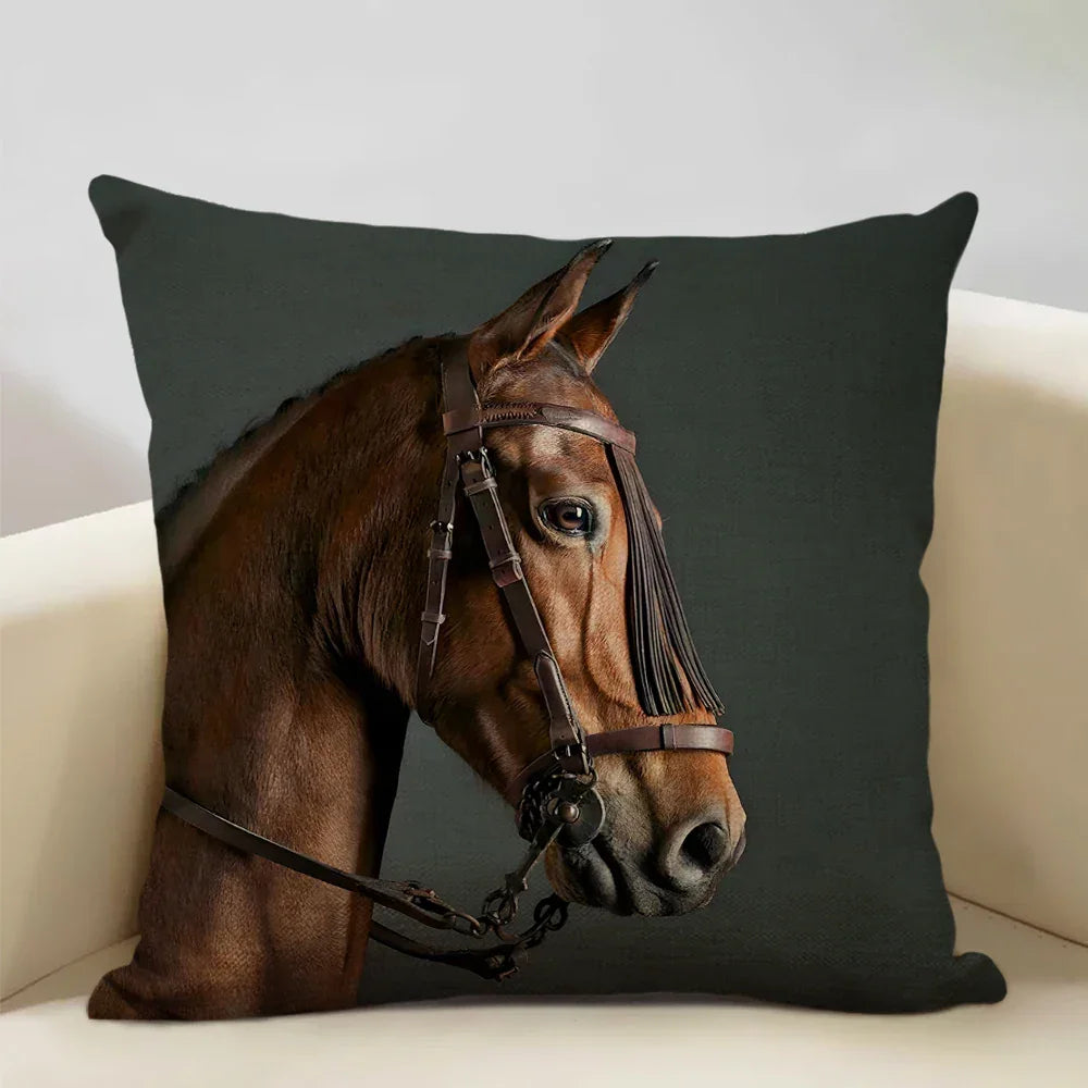 Printed Horse Design Cushion Cover Pillowcase - House Of Avana
