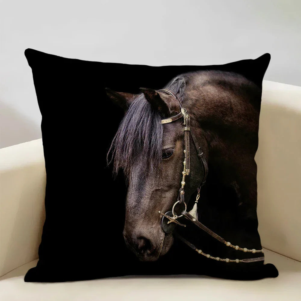 Printed Horse Design Cushion Cover Pillowcase - House Of Avana