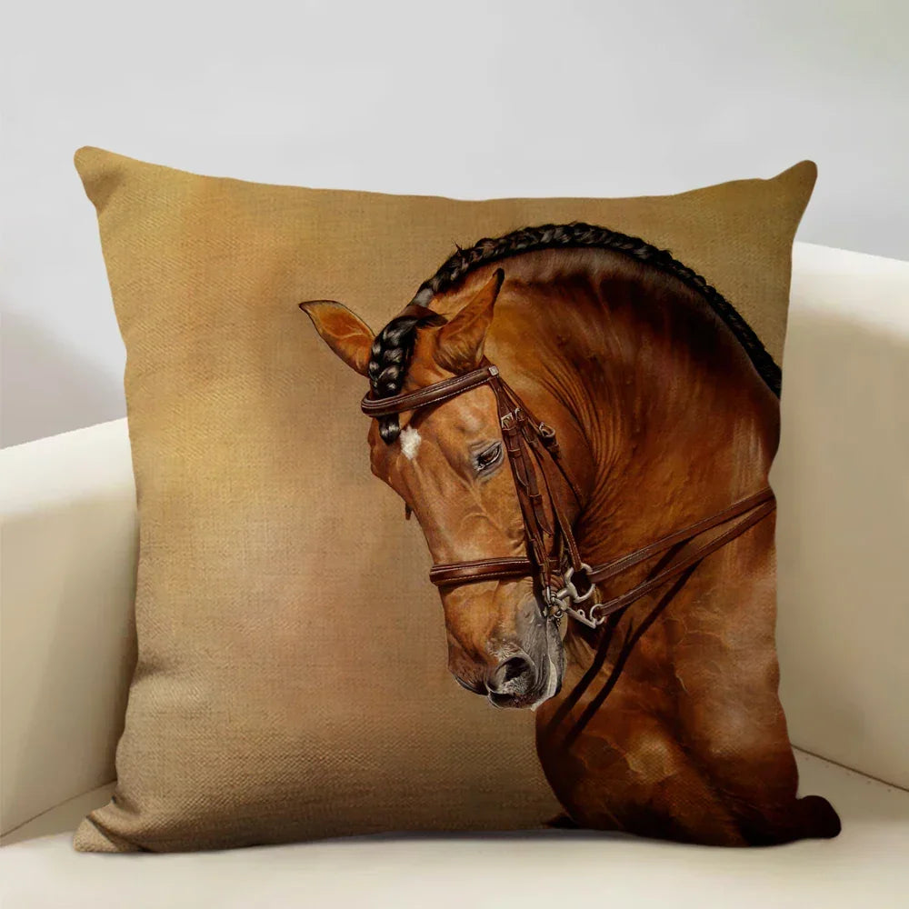 Printed Horse Design Cushion Cover Pillowcase - House Of Avana