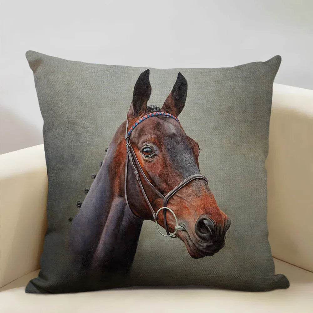 Printed Horse Design Cushion Cover Pillowcase - House Of Avana
