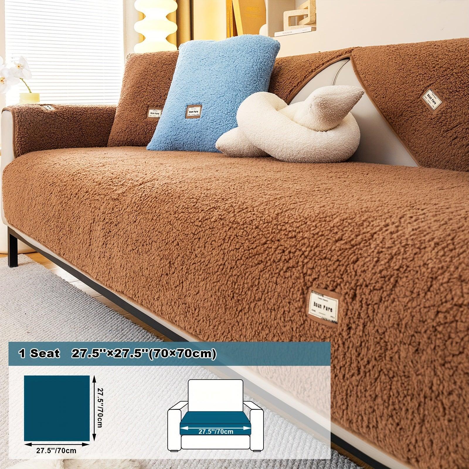 Durable Cushion Couch Cover | High-quality Plush Sherpa Sofa Cover - House Of Avana