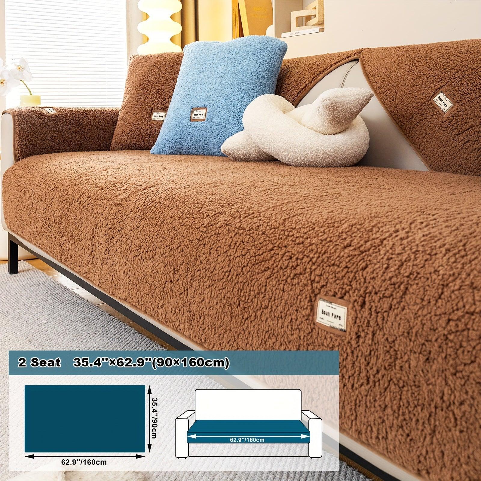 Durable Cushion Couch Cover | High-quality Plush Sherpa Sofa Cover - House Of Avana