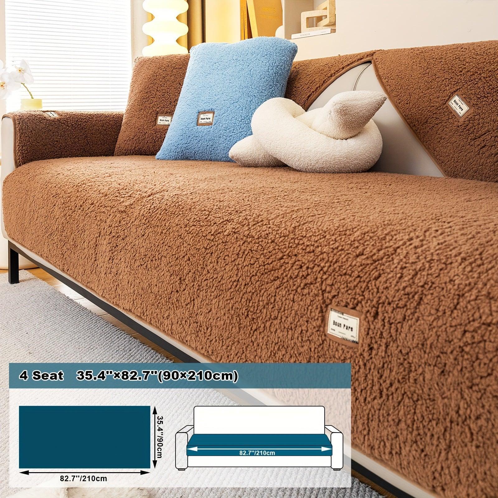 Durable Cushion Couch Cover | High-quality Plush Sherpa Sofa Cover - House Of Avana