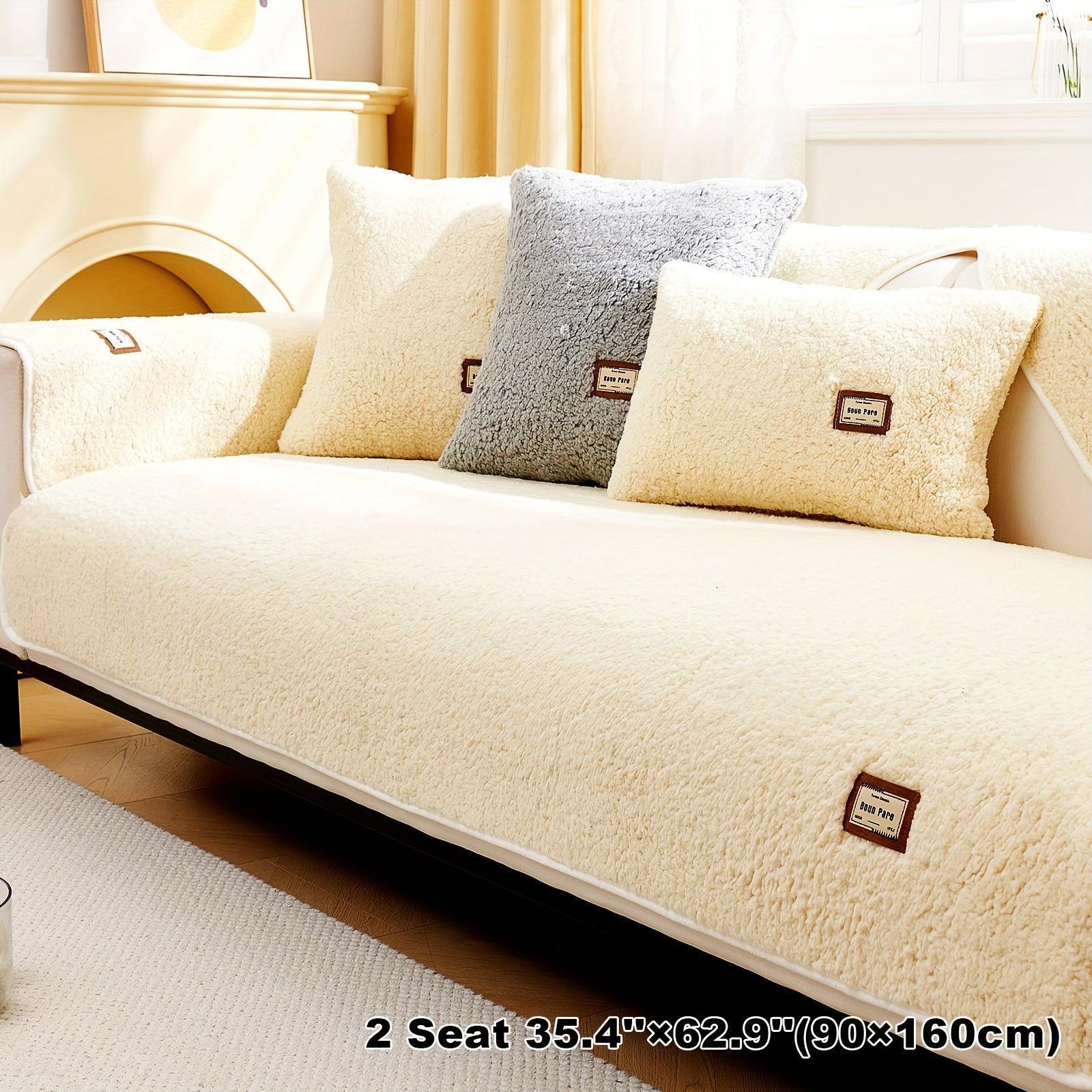 Durable Cushion Couch Cover | High-quality Plush Sherpa Sofa Cover - House Of Avana