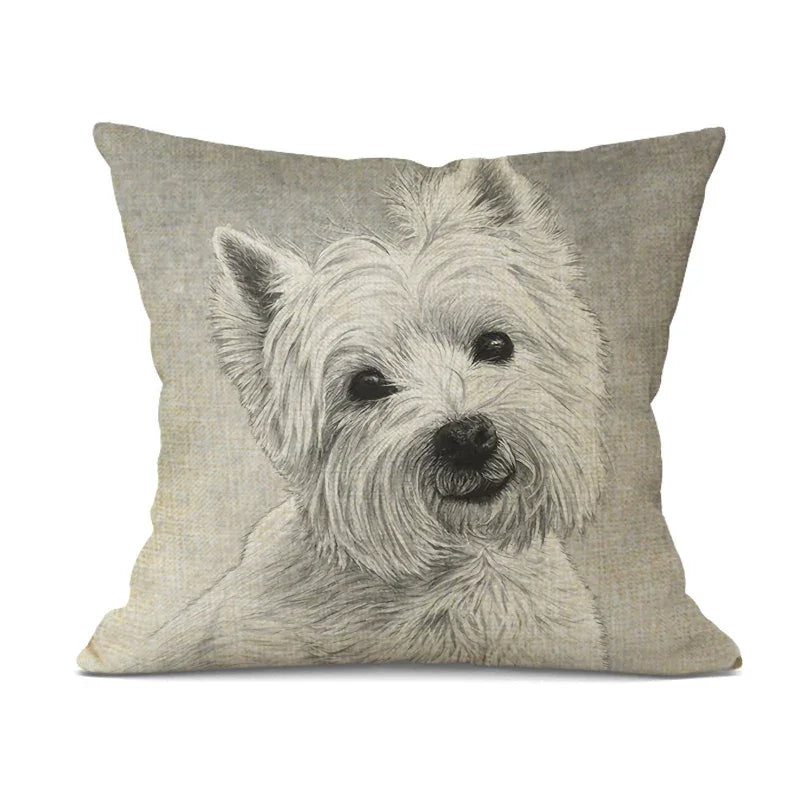 Hand-painted Dog Decorative Pillows Cover Cute Bulldog Cushion Cover Linen Pillowcase for Cojines... - House Of Avana