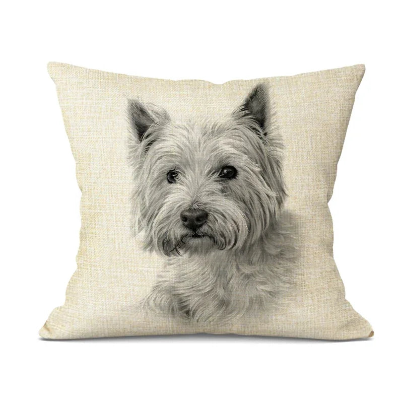 Hand-painted Dog Decorative Pillows Cover Cute Bulldog Cushion Cover Linen Pillowcase for Cojines... - House Of Avana