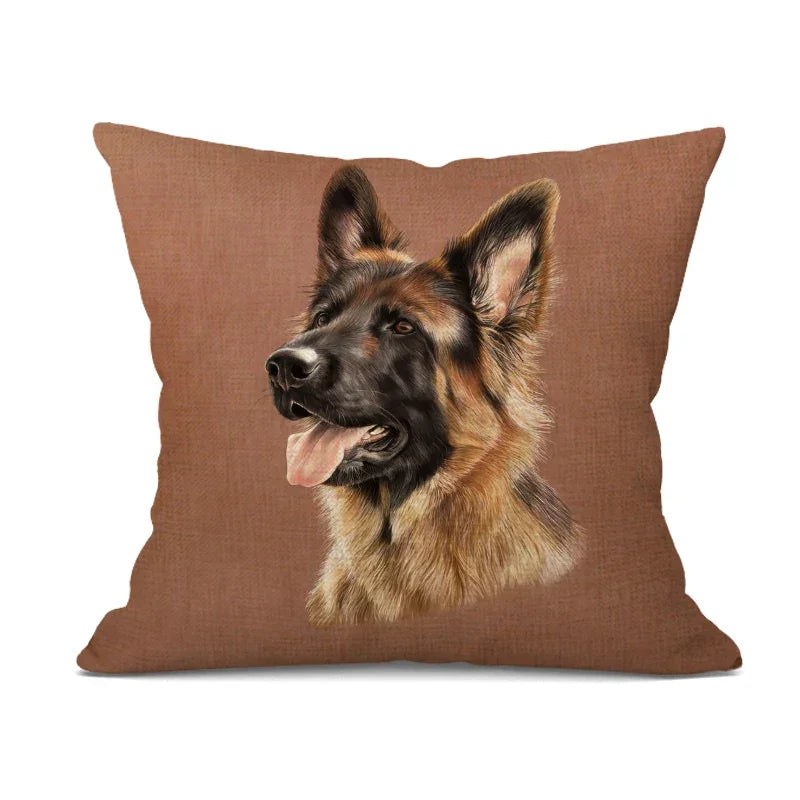 Hand-painted Dog Decorative Pillows Cover Cute Bulldog Cushion Cover Linen Pillowcase for Cojines... - House Of Avana