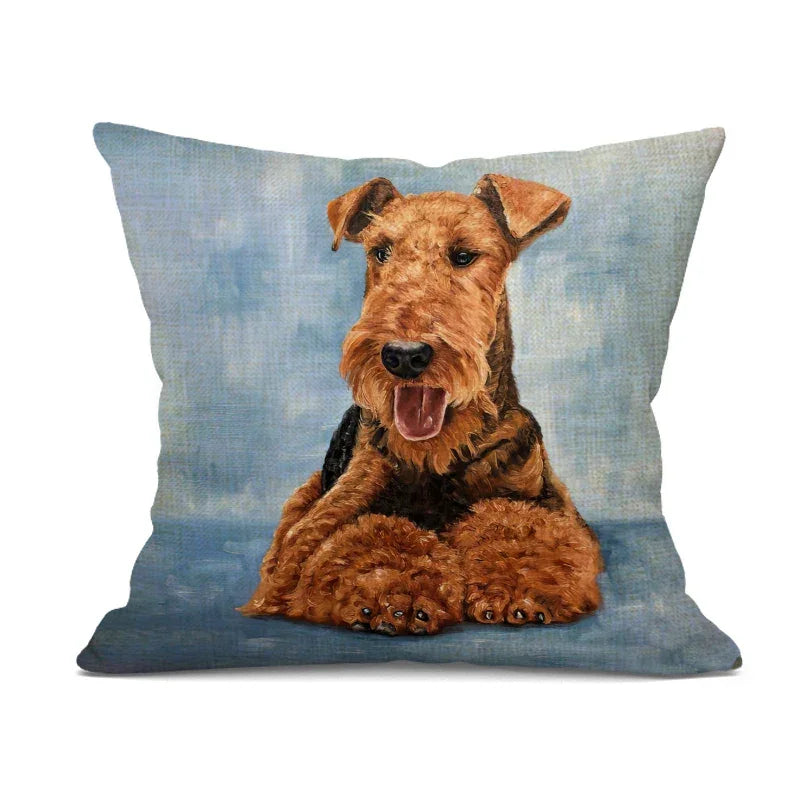 Hand-painted Dog Decorative Pillows Cover Cute Bulldog Cushion Cover Linen Pillowcase for Cojines... - House Of Avana