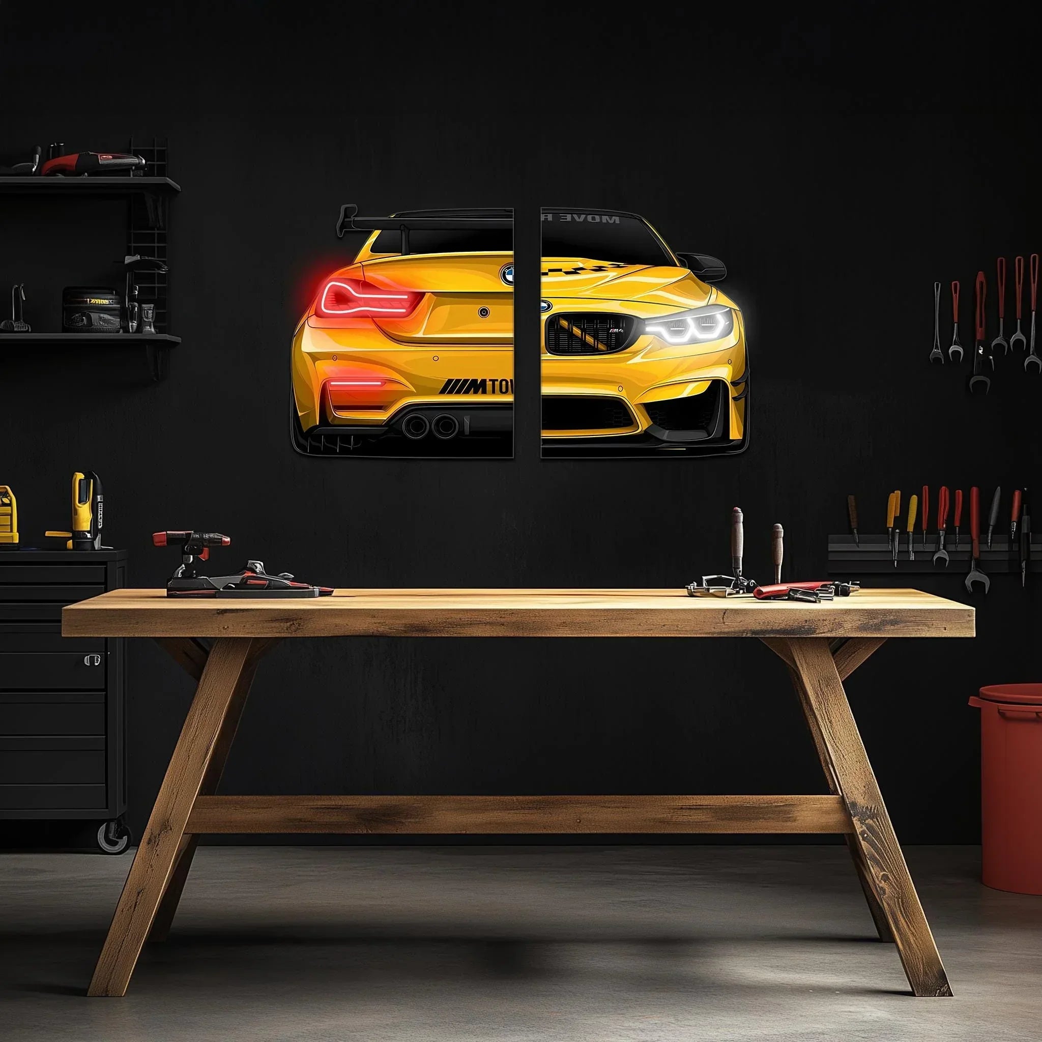 Custom Acrylic Poster with Neon Lights | Custom LED Backlit Wall Art | High-Quality Automotive Poster for Car Enthusiasts, Gifting Peony Atelier