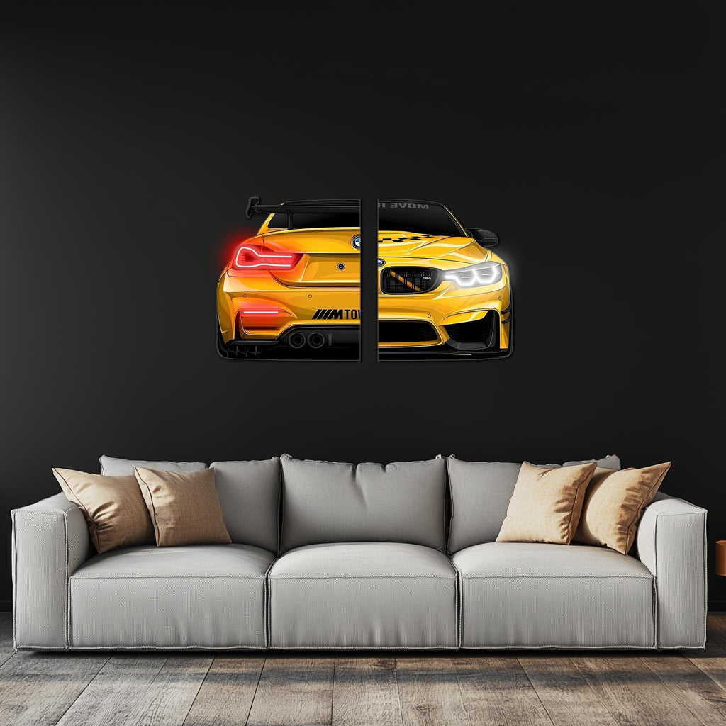 Custom Acrylic Poster with Neon Lights | Custom LED Backlit Wall Art | High-Quality Automotive Poster for Car Enthusiasts, Gifting Peony Atelier