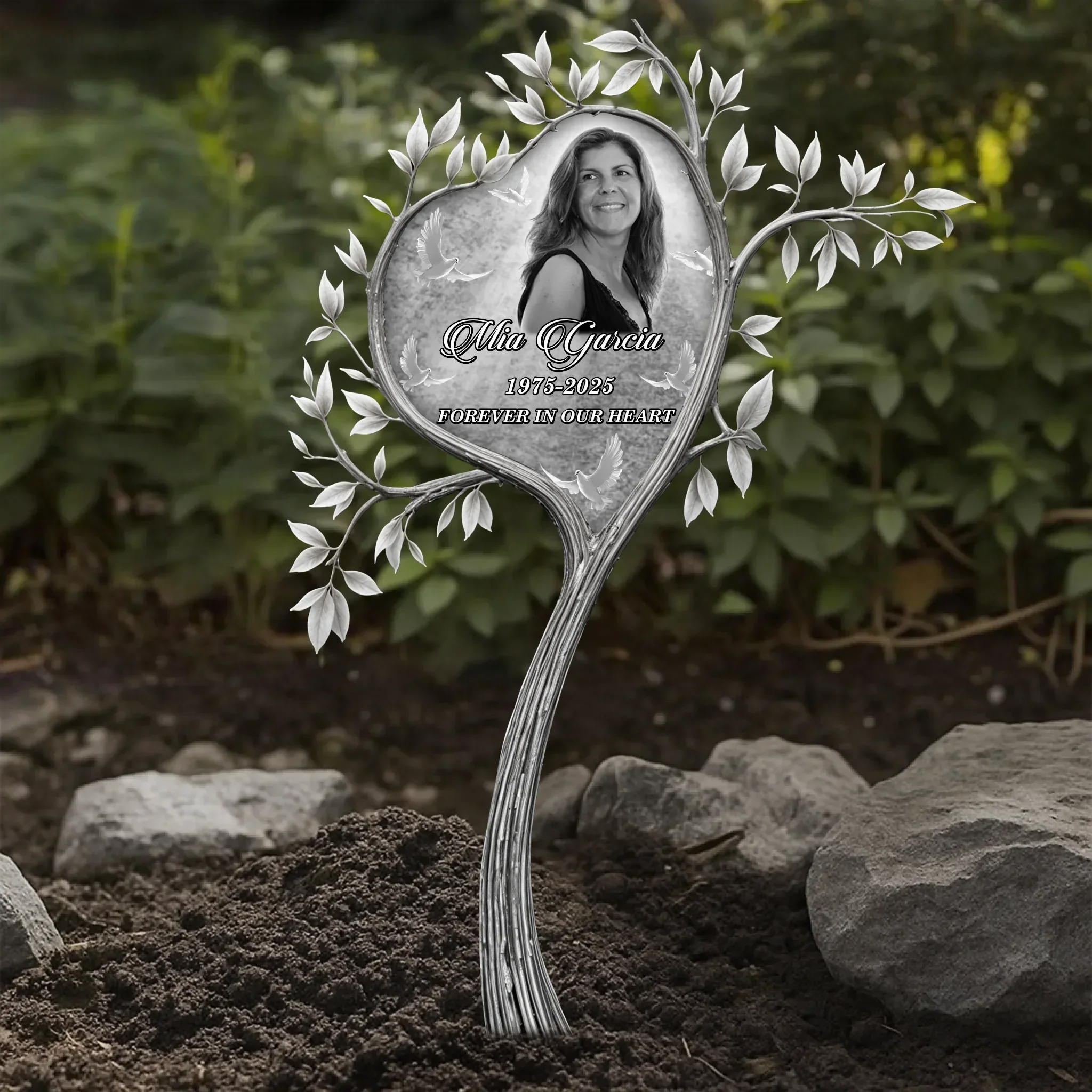 Custom Personalized Memorial  Heart Shape Tree Metal Sign - Memorial Gift Idea - Upload Photo