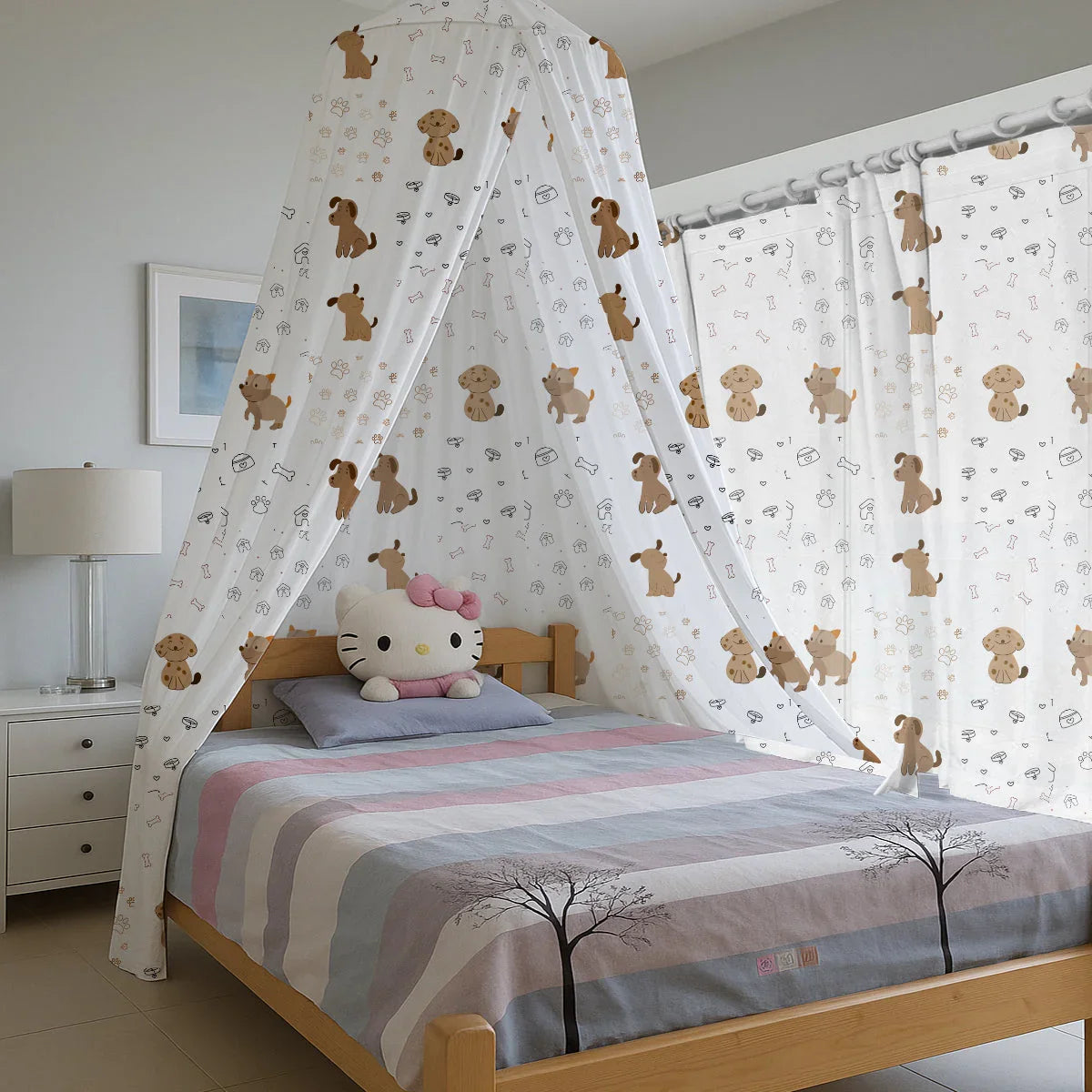 Cute Dogs Paw Bones Printed Canopy - House Of Avana