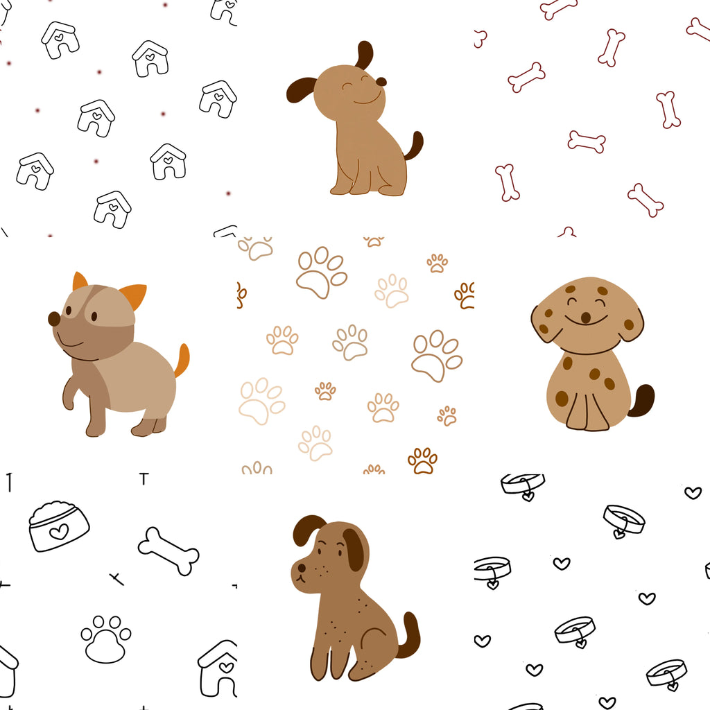 Cute Dogs Paw Bones Printed Canopy - House Of Avana